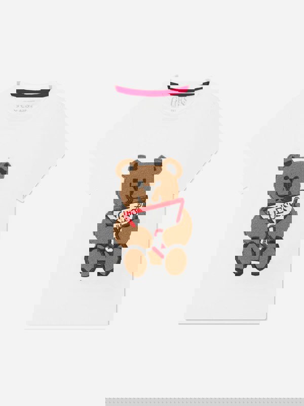 Guess Kids Bear Logo T-Shirt in White