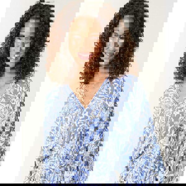 Blue Vanilla Embellished V Front & Back Maxi Dress