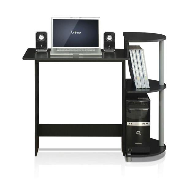 WALPLUS Contemporary Desk | Compact Computer Desk with Shelves, Black/Grey, /GY with Functional Design | 11181BK