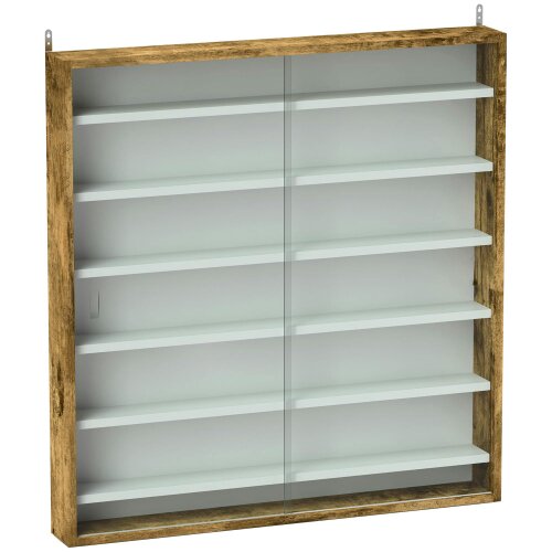 Wyld Haus Yovere Wood And Glass Brown 6 Tier Display Cabinet With Glass Doors