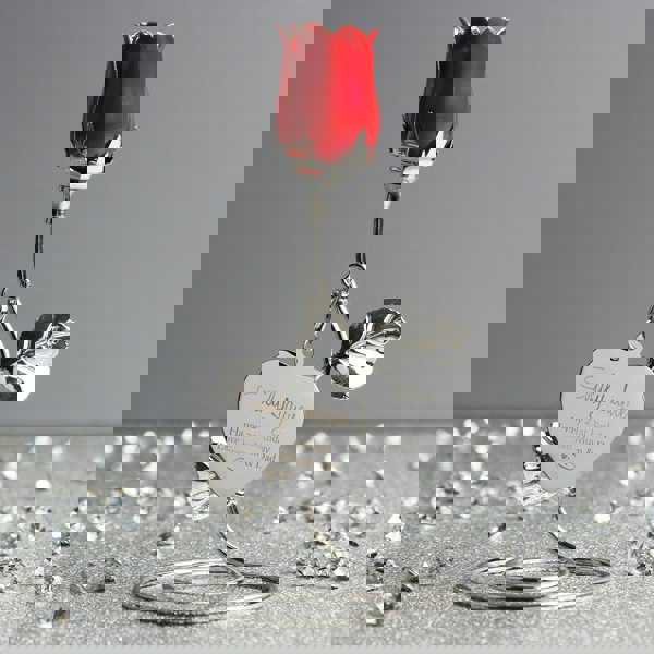 Personalised Memento Company Personalised Swirls & Hearts Red Rose Bud Ornament