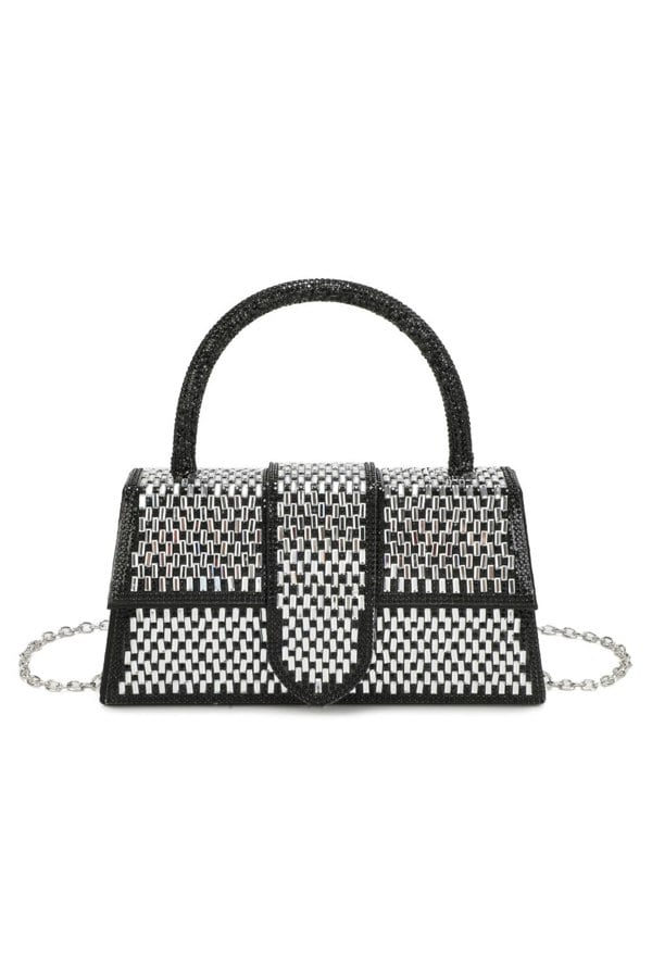 Kitise Elegant Rhinestone Evening Clutch Bag with Chain Strap