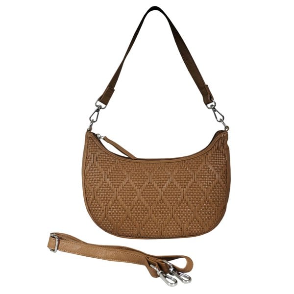 Real Hide Bags 'Wonder Weave' Light Tan Real Leather Woven Designer Shoulder Crossbody Bag