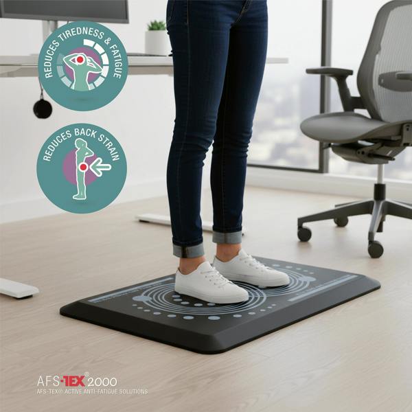 Floortex AFS-TEX® 2000 Black Active Anti-Fatigue Mat - 50 x 80cm
