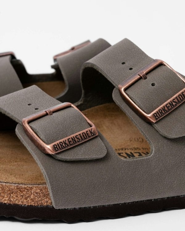 Birkenstock Arizona Birko-Flor Nubuck Womens Sandals - Stone - CHO - Designer Womens Sandals