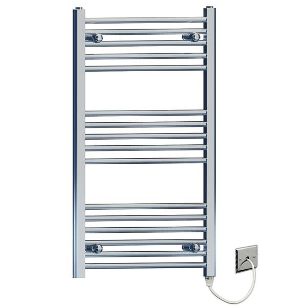 MYHOMEWARE 500x900mm Chrome Flat Electric Pre-Filled Towel Rail Radiator For Designer Bathroom Standard Element
