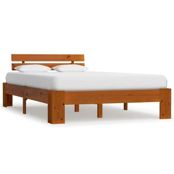 Berkfield Bed Frame Honey Brown Solid Pine Wood 140x200 cm
