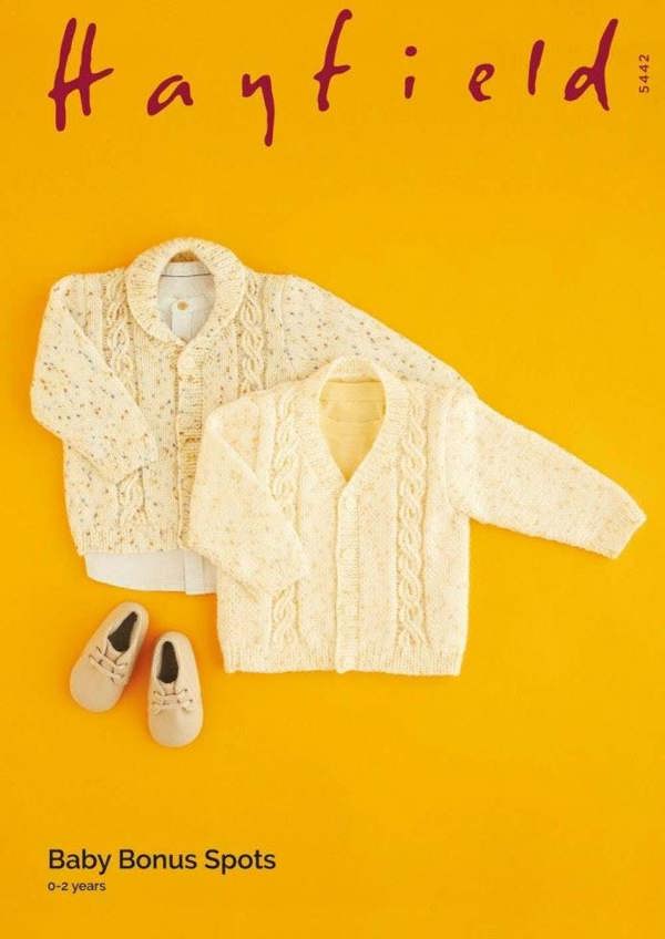 Hayfield Baby Bonus Spots DK Knitting Pattern 5442, Cardigans for Baby, 0 - 2 Years - Intermediate