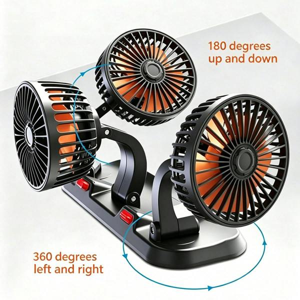 Leaper 3‑Head Adjustable Vehicle Electric Fan