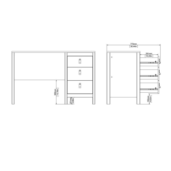 Wyld Haus Wildberry Matt White Wooden Desk 3 Drawers Leather Handles