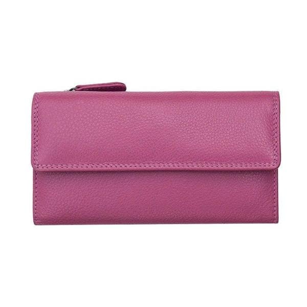 Front view of Fuchsia wallet on a white background