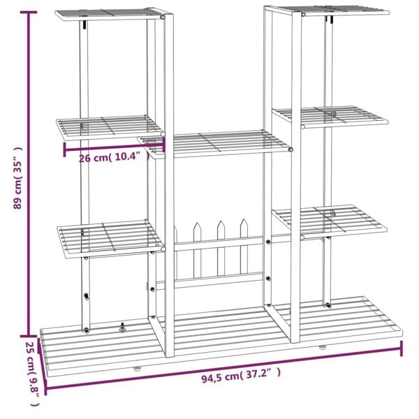 Berkfield Flower Stand 94.5x25x89 cm Black Iron