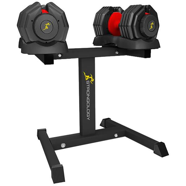 Strongology Homeology Strongology Urban25 Red Adjustable Dumbbell Pair with Free Durable Steel Adjustable Urban25 Dumbbell Floor Stand