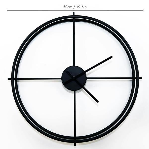 WALPLUS WC2138 - Black Larry's Minimalist Iron Wall Clock - 50 cm / 19.7 in