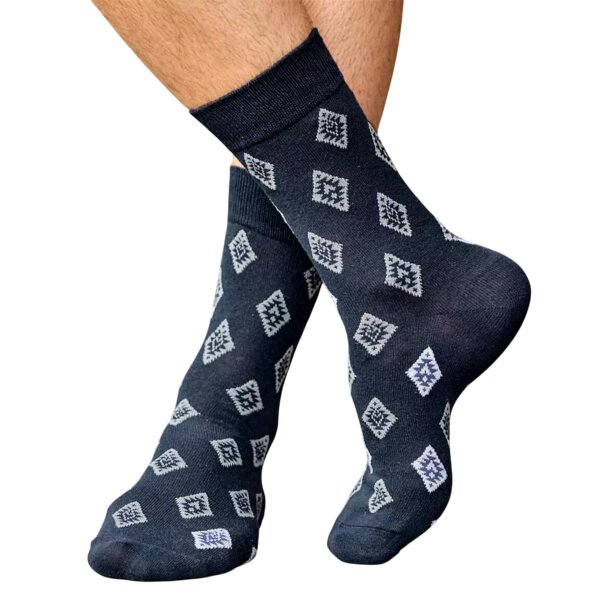 Atlas For Men Mens Patterned Jersey Socks (Pack of 5) - Burgundy/Grey/Navy Blue