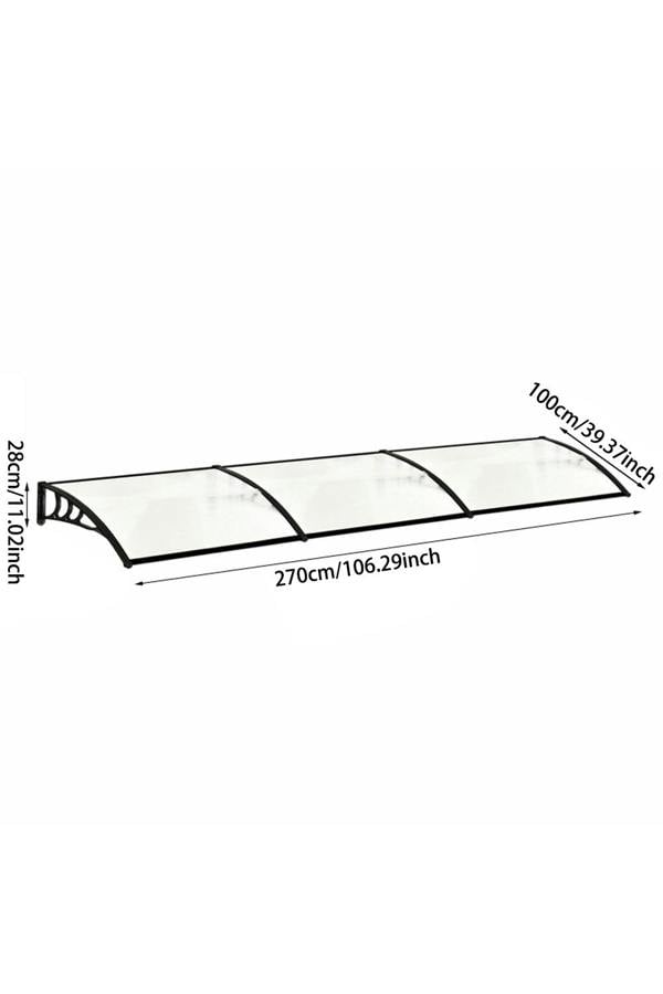 Living and Home 2.7m W x 1m D Window Door Canopy Awning with Brackets