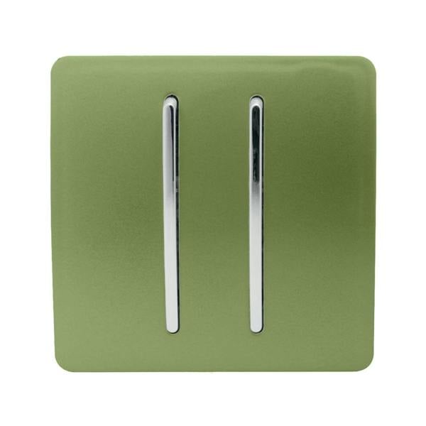 Trendi Switch 2 Gang Retractive Home Automation Switch in Moss Green