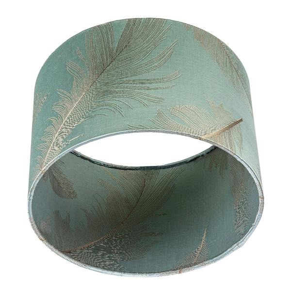 Dusty Duck Egg Cotton Jacquard Lamp Shade with Gold Foil Fern Design Image 5