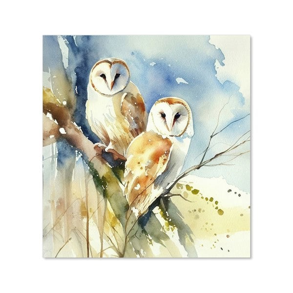 Warren Reed - Designer Barn Owls Watercolour Kitchen Splashback