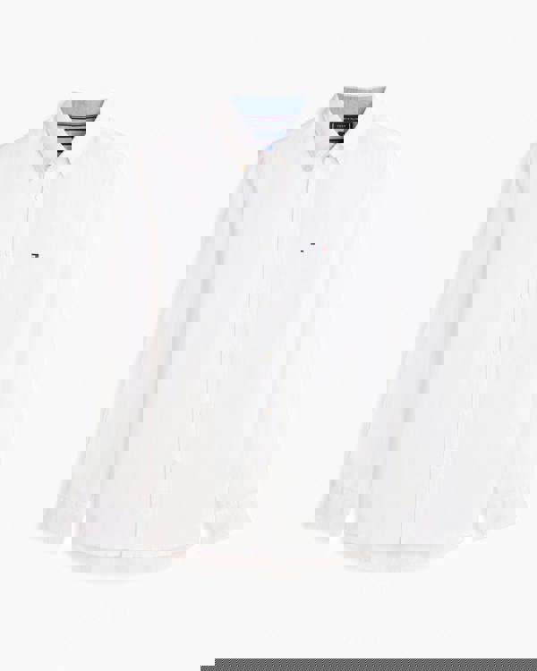 Tommy Hilfiger Linen Blend Solid Mens Long Sleeve Shirt - White