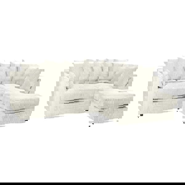 SQUAREBOXX Dylan Jumbo Cord 4 Seater Fabric Corner Sofa in Cream