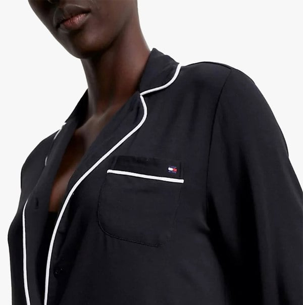Tommy Hilfiger MODAL SHIRT PIPPING Womens Top Black