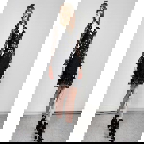 French Connection Bella Sparkle Embelished Lace Womens Dress