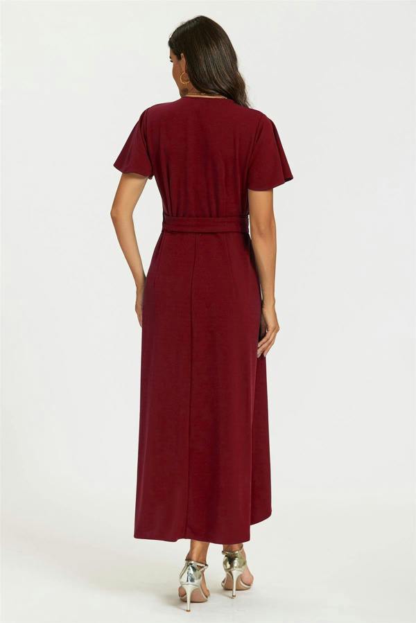 FS Collection Wrap Maxi Dress In Wine