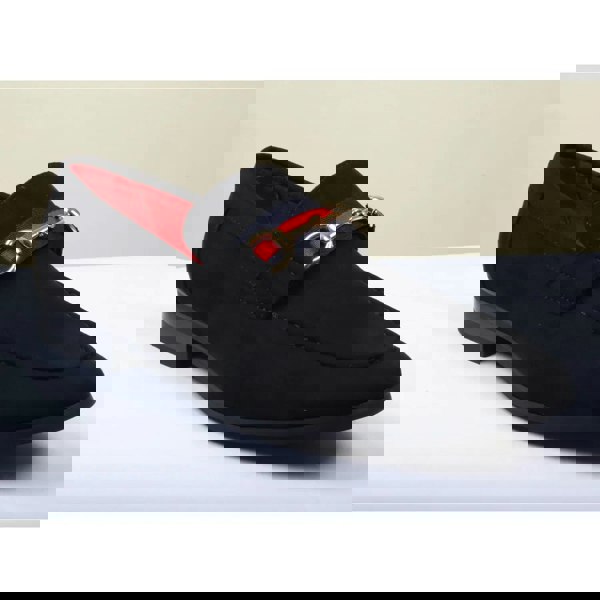 Dolcetto Men's Suede Leather Lined Gold Buckle Loafers