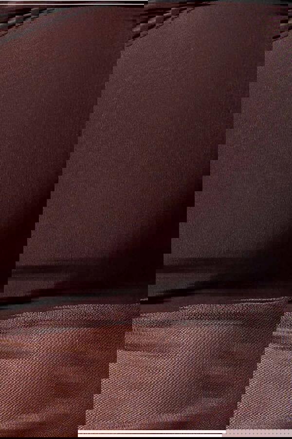 Gathered Bardot Asymmetric Mesh Panel Top - Brown T272