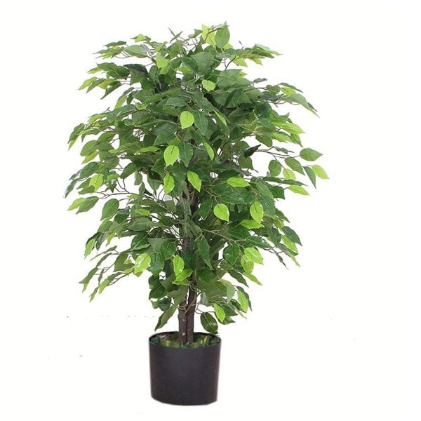 Leaf 90cm Artificial Ficus Tree / Plant - Silver Metal Planter