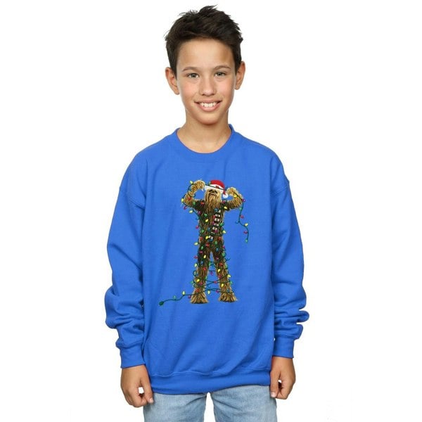 Star Wars Boys Chewbacca Christmas Lights Sweatshirt - Royal Blue