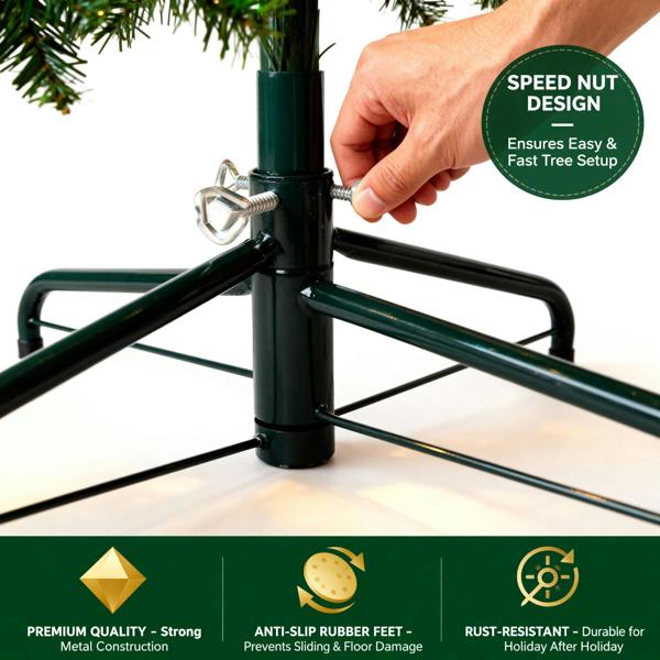 22 x 40cm Heavy-Duty Metal Christmas Tree Stand with Adjustable Screws and Foldable Base image 5