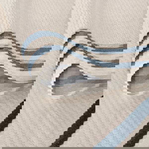 Bordered Living Room rug, blue-cream colours, stain-resistant and non-shedding