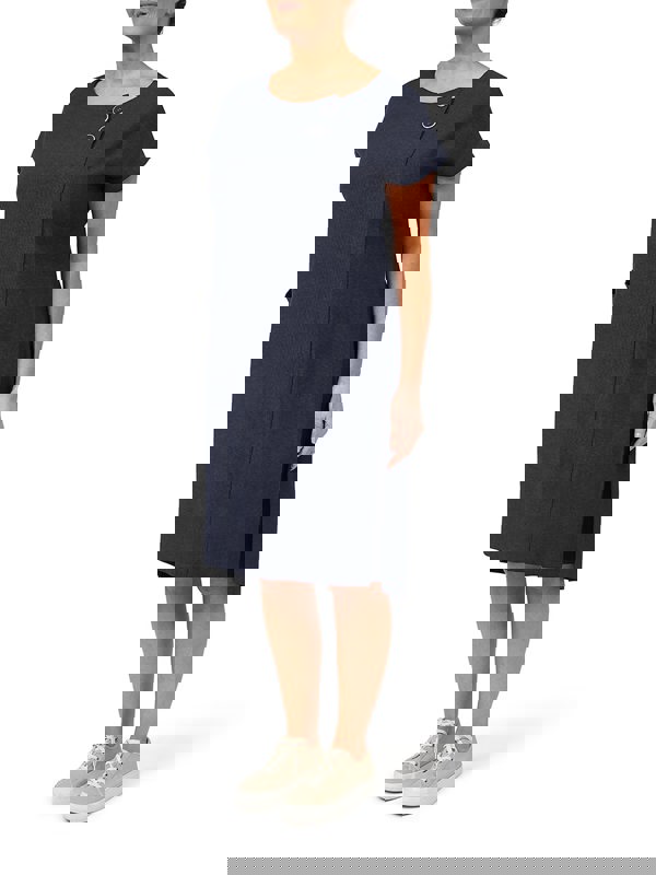 PennyPlain Cap Sleeve Linen Dress - Navy