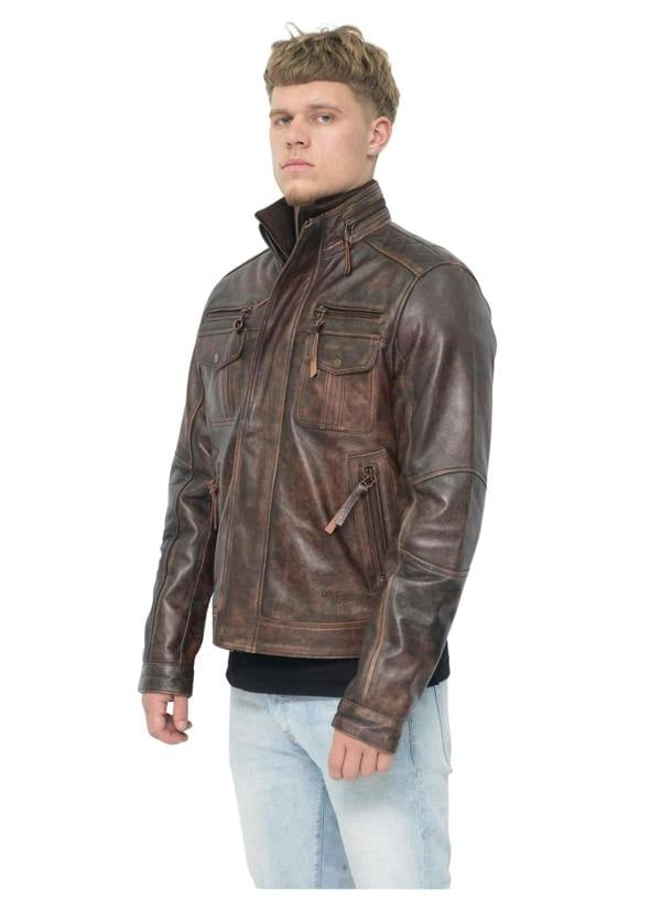 Infinity Leather Men's Leather Retro Biker Jacket-Toronto