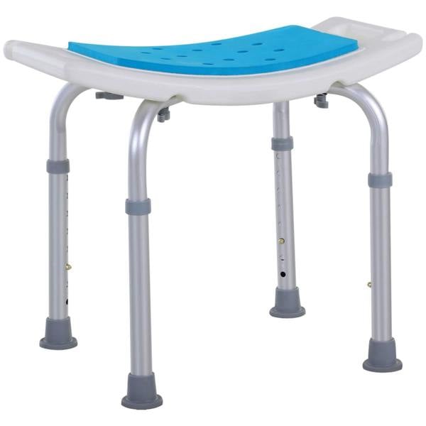 Dyzi Adjustable Aluminium Bath Shower Stool Non-Slip Padded Seat Blue