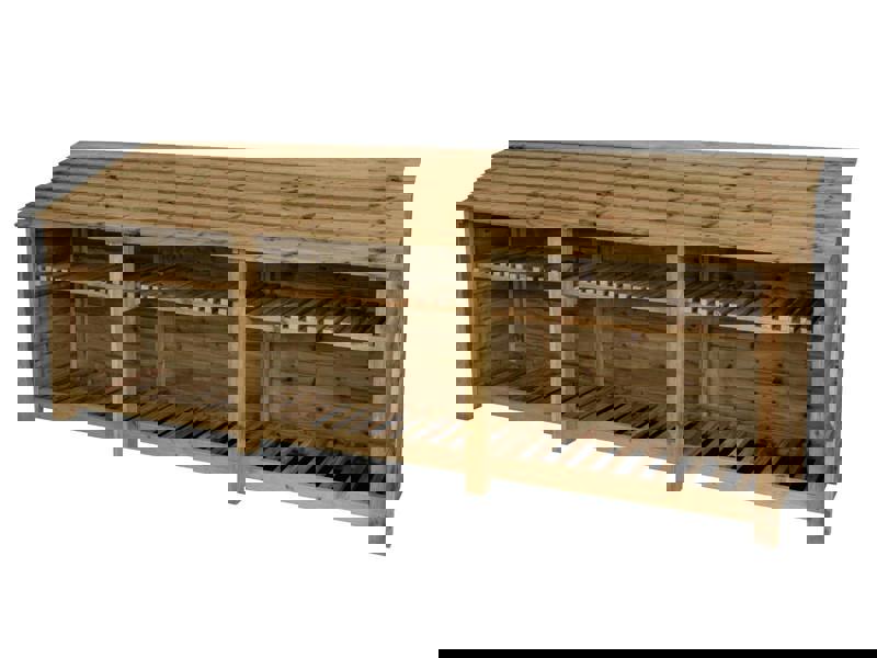 Arbor Garden Solutions Wooden Log Store with Shelf W-335cm, H-126cm or 180cm, D-88cm