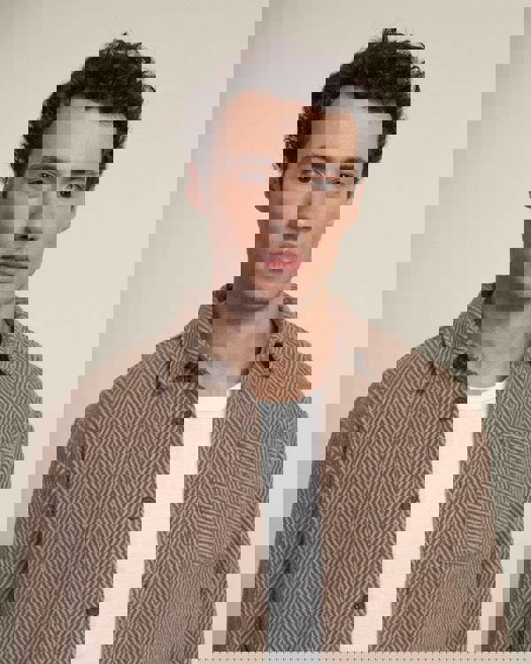 Larsson & Co Brown & Stone Herringbone Textured Overshirt