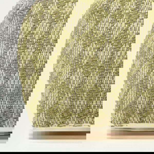 HOMESCAPES Lima Handwoven Textured Green Pouffe Bean Cube