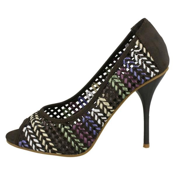 Spot On Ladies Spot On Heeled Peep Toe Court Shoe