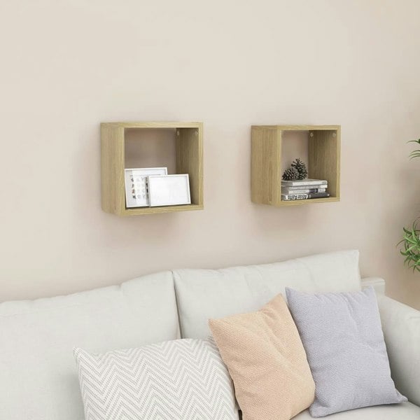 Berkfield Wall Cube Shelves 2 pcs Sonoma Oak 26x15x26 cm