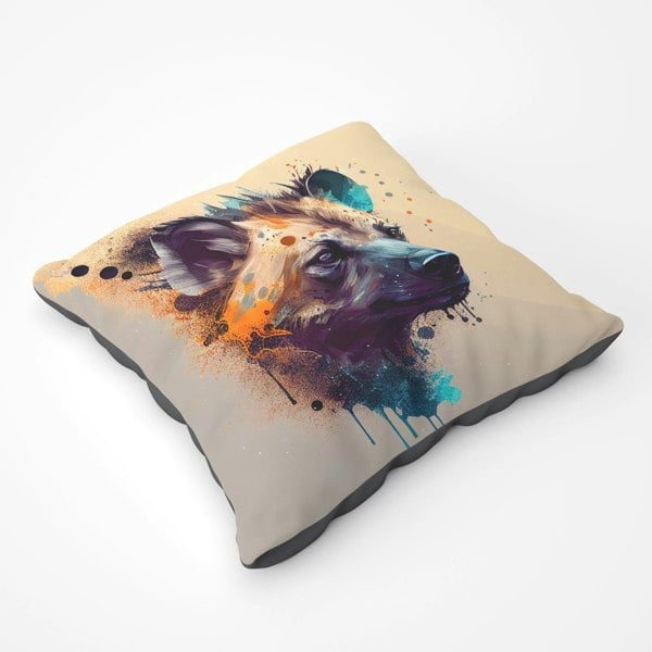 Warren Reed Hyena Face Splashart Light Background Floor Cushion