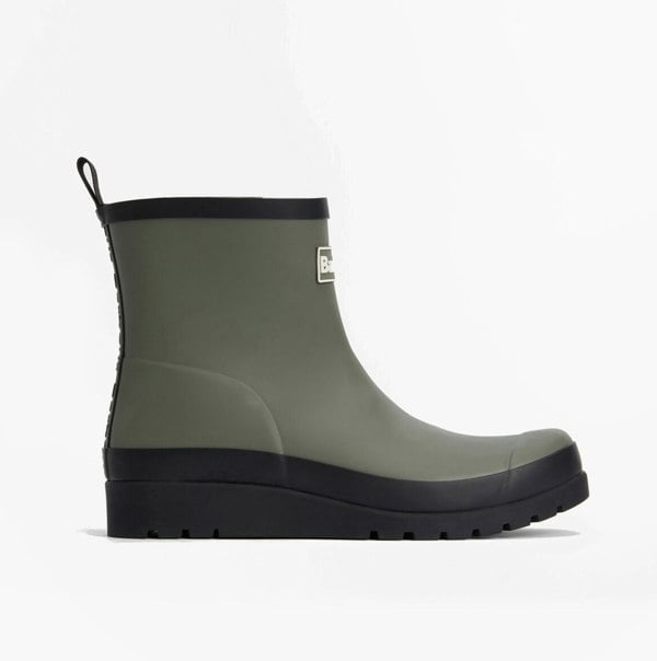 Barbour PORTREE Womens Wedge Wellies Dusky Olive/Black