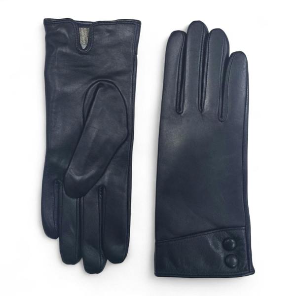 Infinity Leather Womens Italian Leather Winter Button Design Soft Wool Lining Gloves - L-GLV-501
