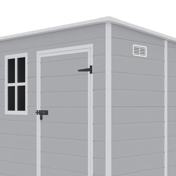 6 x 6FT Durable PP Storage Shed with Pent Roof, Window, and Vent (Ver.2) Living and Home