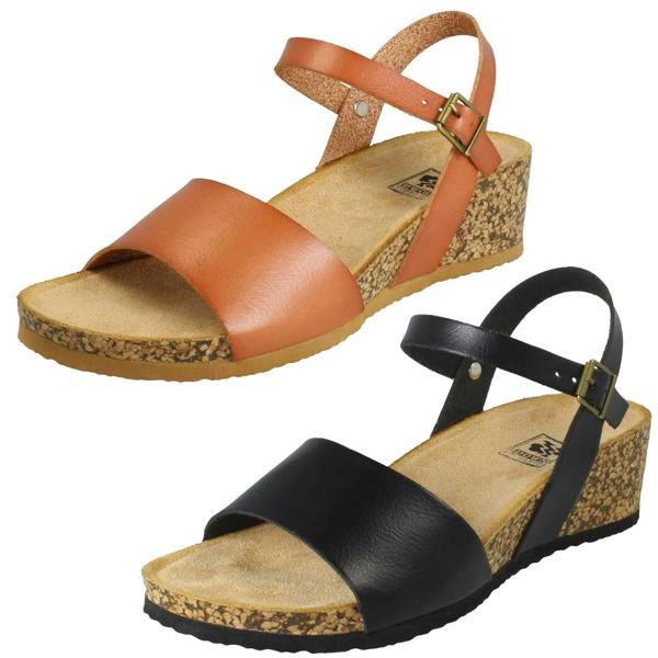 Down to Earth Ladies Down To Earth Wedge Heeled Summer Sandals F12088