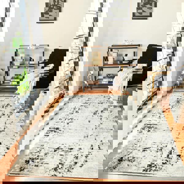 Livabliss Pisa-Abstract Black Grey Off-White Modern Marble&nbsp;Rug