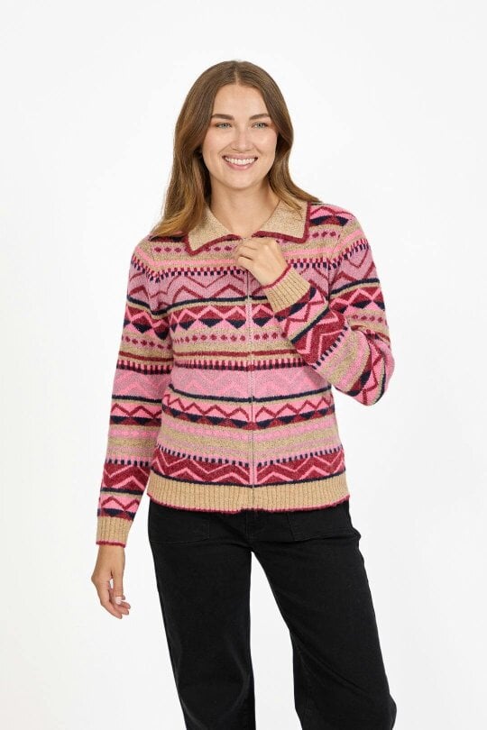 Mudflower Fair Isle Collared Knit Cardigan