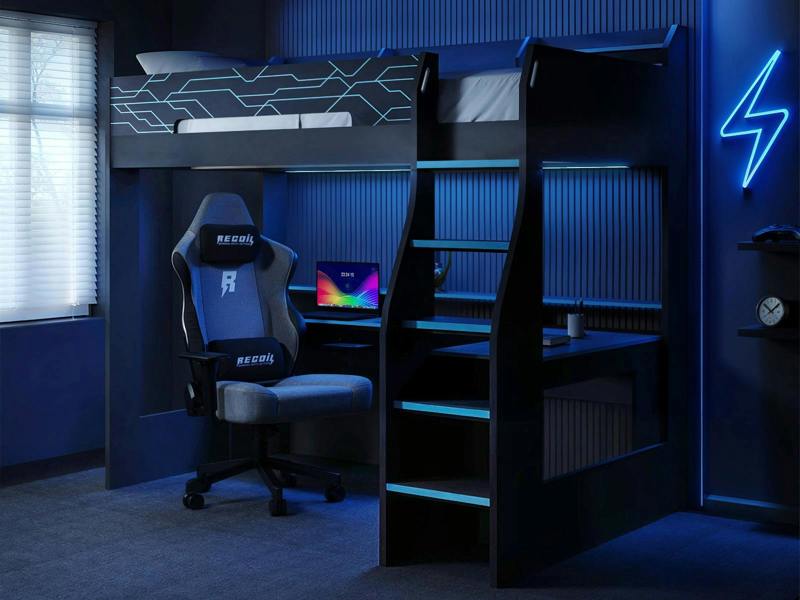 Ultimate Neon Gaming High Sleeper Charcoal & Blue